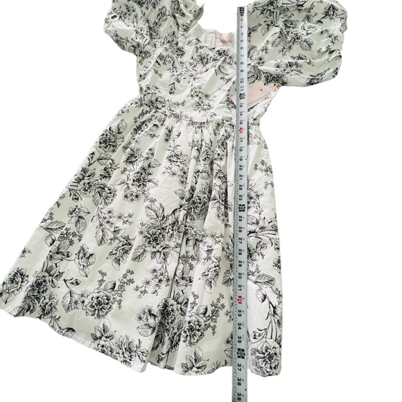 New RACHEL PARCELL Floral Poplin Fit & Flare Minidress Black White Sz 6 - Picture 14 of 15